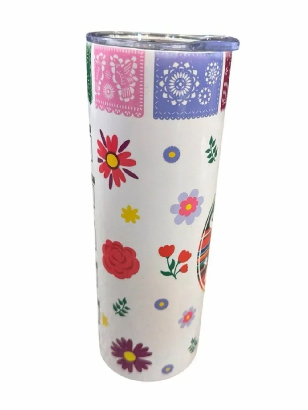 Cafecito Y Chisme Colorful Floral Insulated Tumbler With Lid 20 Oz